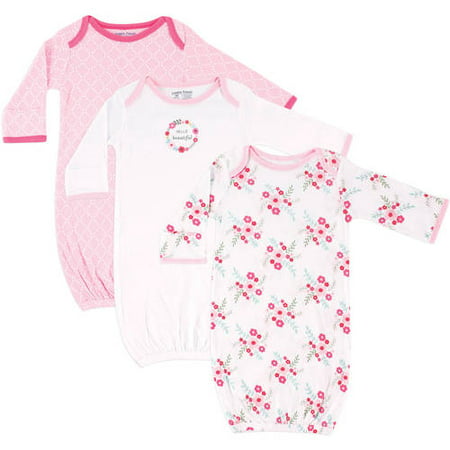Luvable Friends Baby girl gowns with mitten cuffs,