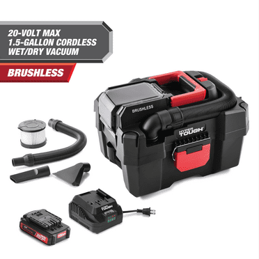 Hyper Tough 1.5 Gallon Wet Dry Vac, 20V Max, Brushless Motor, Cordless, Battery and Charger Included