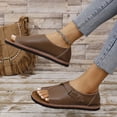 thumbnail image 4 of MLCDZ Slippers for Women Open Toe Bunion Sandals-Orthopedic Bunion Corrector Sandals Wide Width Arch Support Sandals Indoor Outdoor Soft Slides Flat Ankle Beach Shoes Roman Loafers Sandals Brown 37, 4 of 9