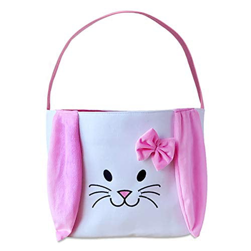 Poptrend Easter Basket Bags,Purple stripes Easter Eggs/Gift Baskets for Kids,Bunny Tote Bag Bucket for Easter Eggs,Toys Candy,Gifts Purple stripes 