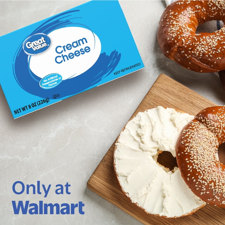 Great Value Cream Cheese Brick 8 oz, Spreadable, Kosher, No