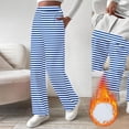 thumbnail image 2 of RQYYD Women's Fleece Wide Leg Sweatpants Striped Printed Winter Warm Thermal Straight Leg Sweat Pants with Pockets, 2 of 7