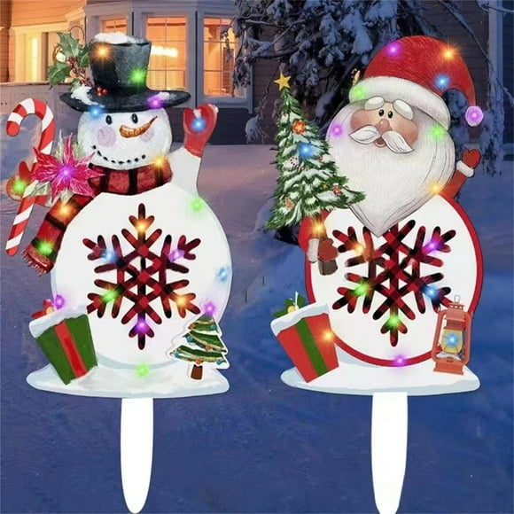 RKSTN Outdoor Decor Christmas Santa Claus Snowman LED Light Christmas Outdoor Decoration Glowing Santa Claus Snowman With Lights Garden Yard Decoration Insert Home Decor