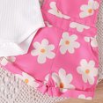 thumbnail image 4 of Baby Girl Romper with Suspender Casual Sleeveless Bow Front Floral Print Bodysuit Newborn Playsuit Summer Clothes Hot Pink 12-18 Months, 4 of 7