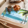 thumbnail image 3 of Coconut Tree Placemats Set&nbsp;of&nbsp;12 Beach Blue Sky Sea Summer Vacation Heat Insulation Washable Place Mats, Rustic Non-Slip Table Mats for Dining Table Party Kitchen Decor,13x19 Inch, 3 of 9
