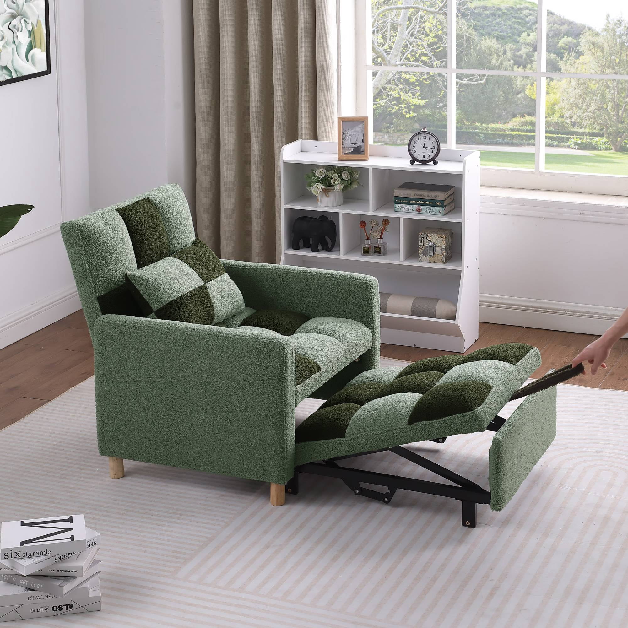 3-in-1 Convertible Single Sofa Chair Bed,Sleeper Sofa Chair Bed with Pillow,Multi-Functional Sleeper Chair for Living Room, Green