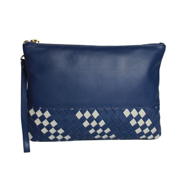 Eastern Counties Leather - Cartera/Bolso de mano con detalle entrelazado modelo Carmen para mujer (Azul/Gris Piedra)