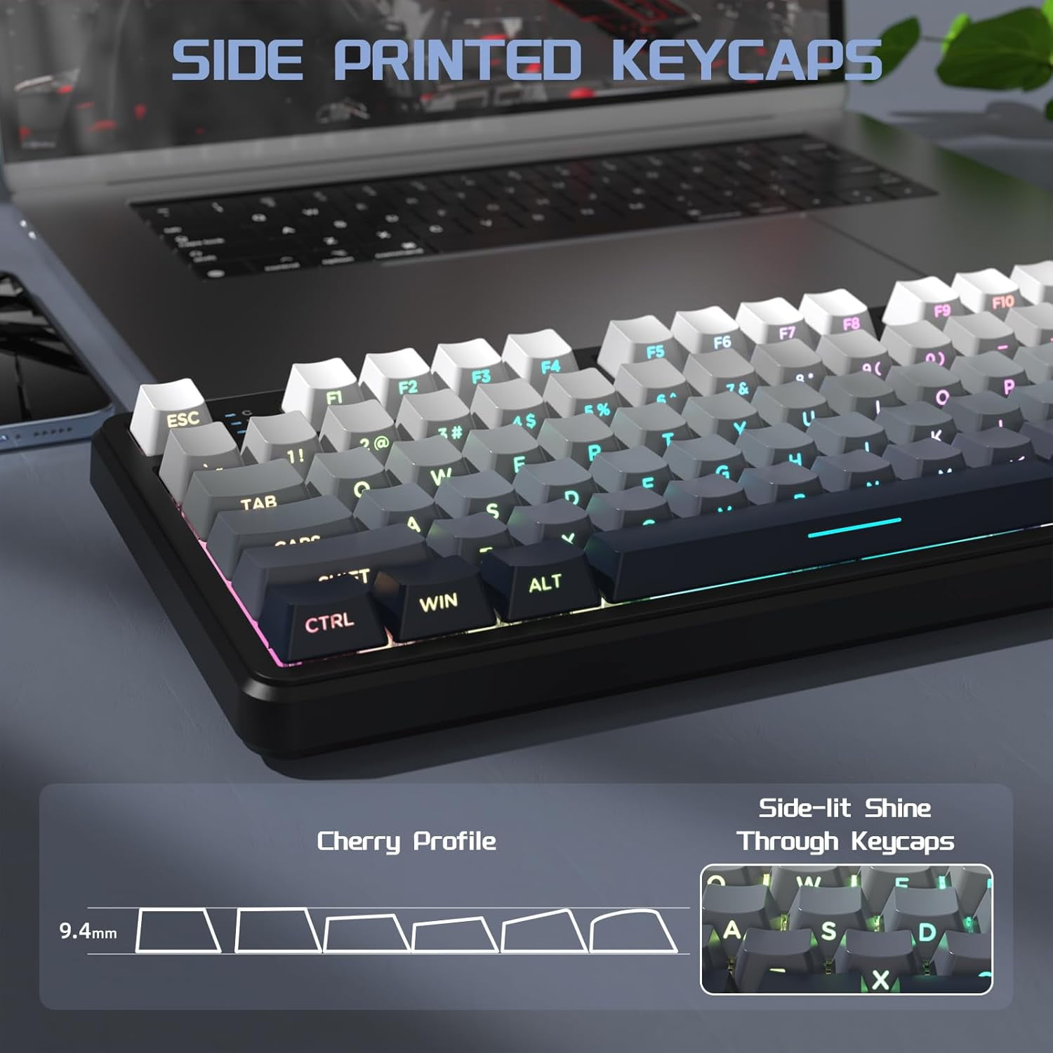 ATTACK SHARK X87 80% Wireless Mechanical Keyboard, BT5.0/2.4G/USB-C Hot-Swap Gasket Gaming Keyboard,RGB Backlit, 4000mAh,Pre-lubed Linear Switch, Side Engraved Gradient PBT Keycap for PC/MAC