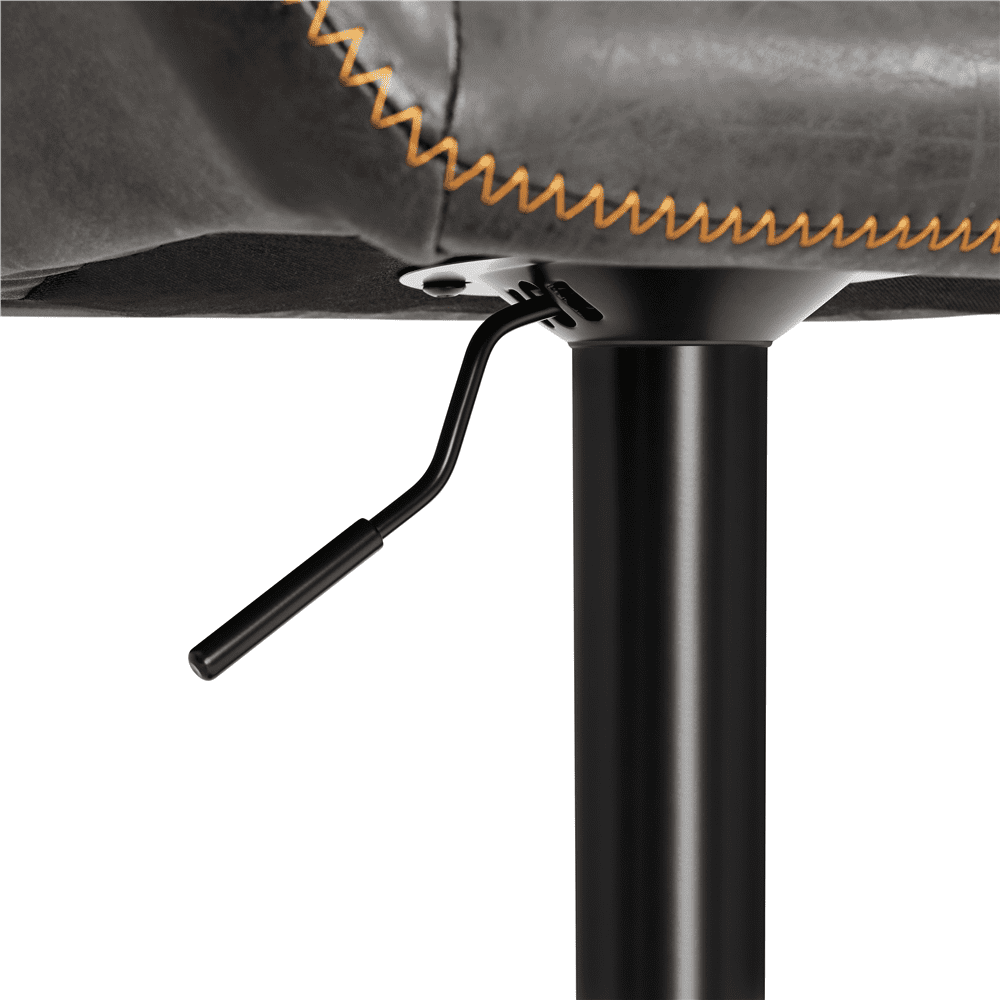 Alden Design Adjustable Vintage Faux Leather Bar Stools with Backrest, Set of 2, Black