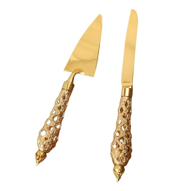 Juego de servidor y pastel de bodas de oro de celebración, utensilios para pasteles de , artículos , decoraciones de aniversario C Sunnimix cortador de cuchillos de mantequilla