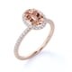 thumbnail image 4 of JeenMata Anillo de Bodas de Morganita Creada en Color Rosa Melocotón Ovalado en Oro Rosa de 18 K sobre Plata, 4 of 6
