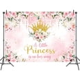 thumbnail image 4 of 9x6ft Baby Shower Backdrops for Photography A Little Princess Baby Shower Party Decorations for Girls Pink Flower Floral Party Banner Gold Crown Glitter Photo Backdrop Background Cake Table Decor, 4 of 5