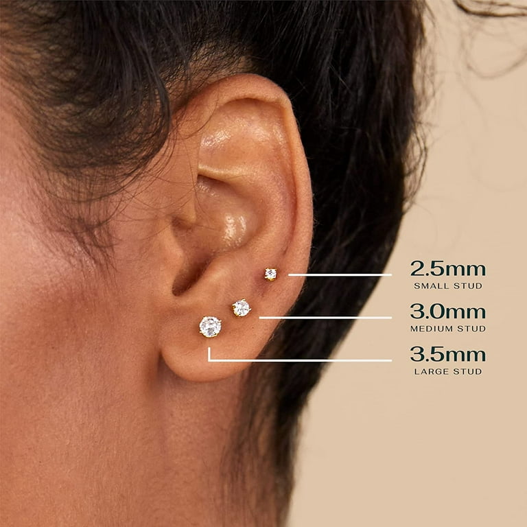 Ear Piercing Studs  Gold Studs & Sterling Silver Studs