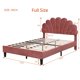 thumbnail image 3 of [Flash Sale]Queen/Full Size Upholstered Platform Bed with Flower Pattern Velvet Headboard Beige/Bean Paste Red[US-W] My Lux Decor Round, 3 of 7