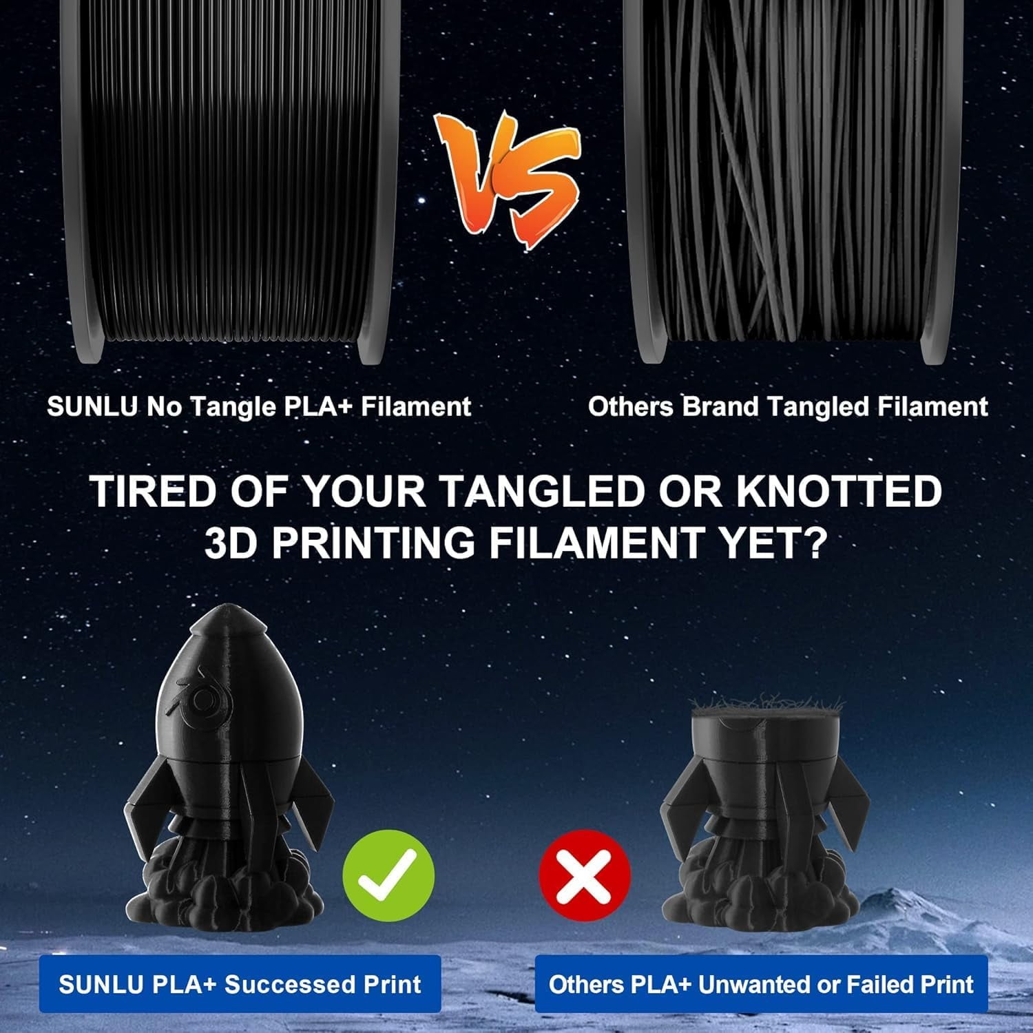 PLA Filament 1.75mm Bundle, 3D Printer Bundle 250g, 8 Rolls, 2kg Total, Black+White+Grey+Transparent+Red+Klein Blue+Sunny Orange+Green