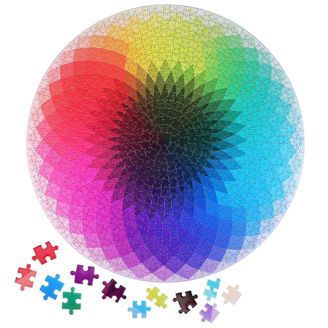 Rompecabezas de gradiente que cambia de Color, rompecabezas circular, rompecabezas desafiante de arcoíris, difícil para adultos, 1000 piezas