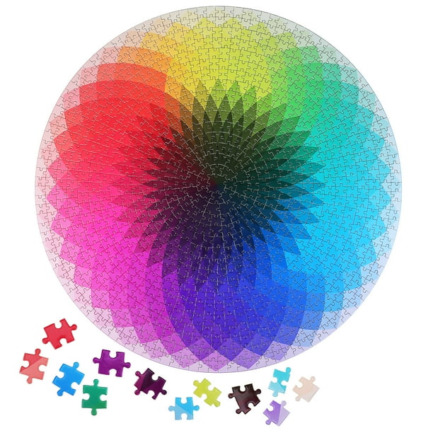 ColoMX Rompecabezas de arcoíris que cambia de color, rompecabezas degradado, rompecabezas que cambia de color, rompecabezas para adultos, rompecabezas circular de 1000 piezas