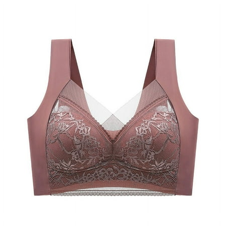 Lace plus Size Vest Seamless Ice Silk Push up Breathable Thin Bra Beauty Back Big Chest Small Fixed Underwear