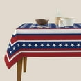 thumbnail image 2 of 4th of July Tablecloth Square 60 Inch Patriotic Memorial Independence Day Decorative Table Cloth Washable Wrinkle Stain-Resistant Polyester Holiday American Flag Blue Table Cover For Party Dinner, 2 of 5