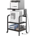 thumbnail image 2 of Ourlova Support d'Imprimante avec Tablette de Rangement Chariot d'Imprimante Grande Table d'Imprimante avec Ports de Chargement USB et Prises de Courant Support d'Imprimante de Bureau Mobile à 3 Niveaux avec Roues Tables d'Imprimante pour Petits Espaces Noir, 2 of 6