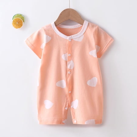 Tranfacy Newborn Boys Girls Summer Short Sleeve Thin Romper Casual Daily Infant Crawling Home Bodysuit Wear