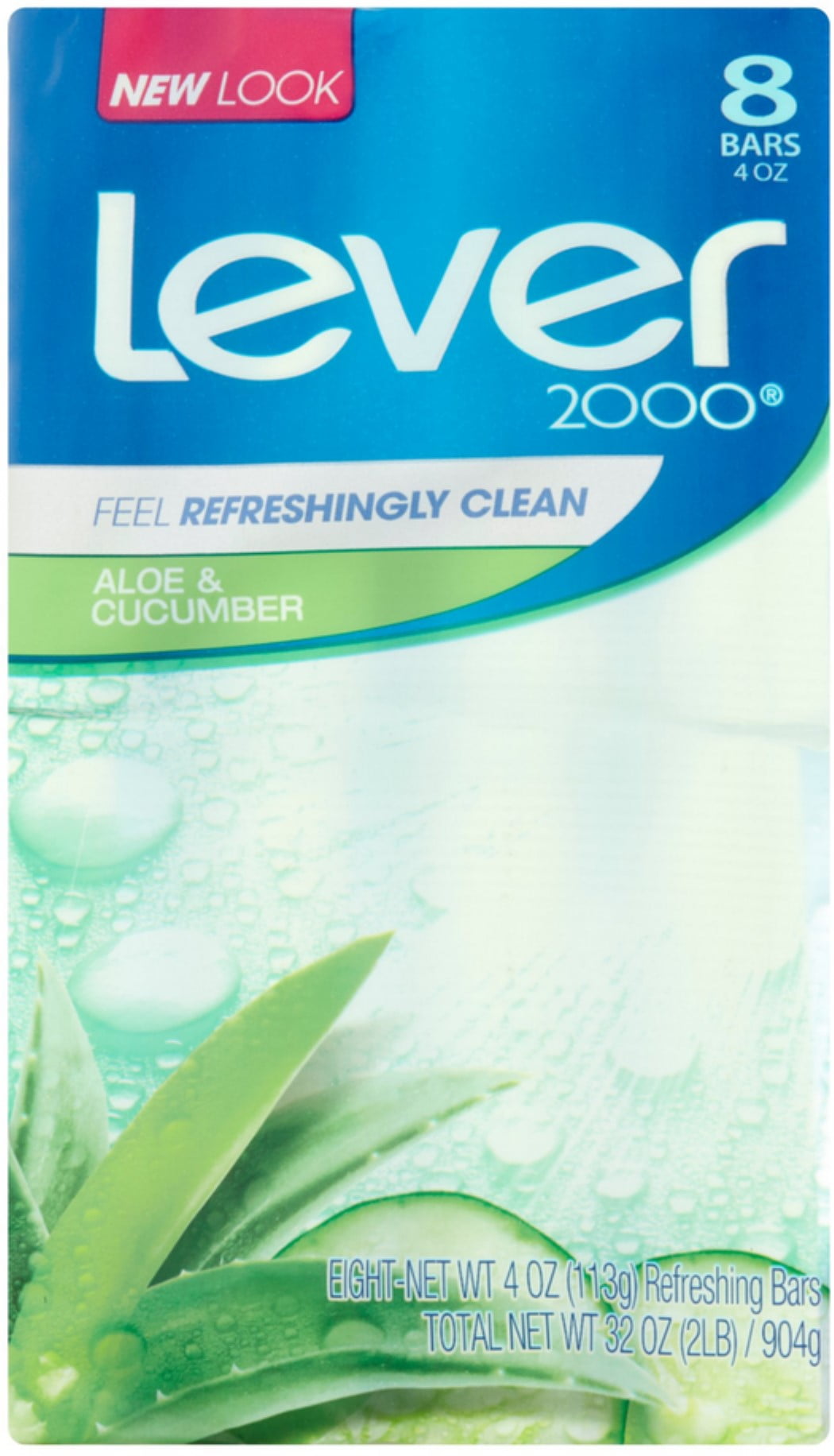 Lever 2000 Bar Soap, Aloe & Cucumber, 4 oz bars, 8 ea