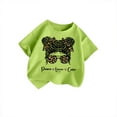 thumbnail image 3 of Kid Girls Cute Girls Cartoon Graphic Crew Neck Short Sleeve Tee Summer Casual T Shirt Light Green,3-4 Years, 3 of 5