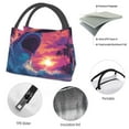 thumbnail image 4 of Yiaed Hawaiian Island Beach Shark Print Lunch box lunch bag Portable Insulated Lunch Box for Women Men Cooler Tote Bag with Front Pocket for Work Picnic Travel, 4 of 6