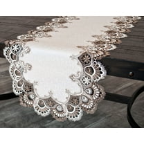 Cocoa Earth Tone and White Jacquard Table Runner (14" x 26", 16" x 35"/44"/53", 14" x 70")