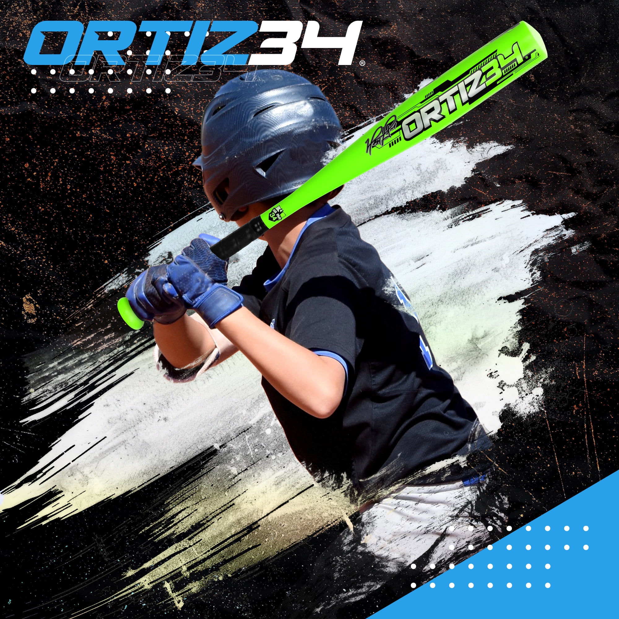 Ortiz34 Youth T-Ball Set, 25" Aluminum Bat (-10 Drop), Foam Core T-Ball, 9" Lightweight Glove, Graffiti Print