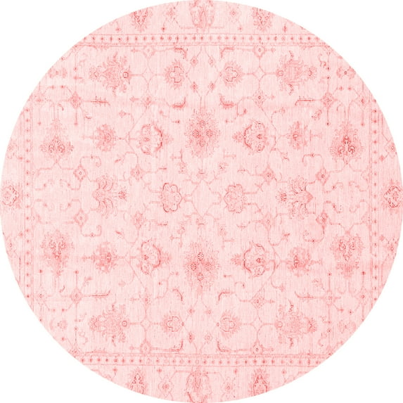 Ahgly Company Machine Washable Indoor Round Oriental Red Traditional Area Rugs, 4' Round