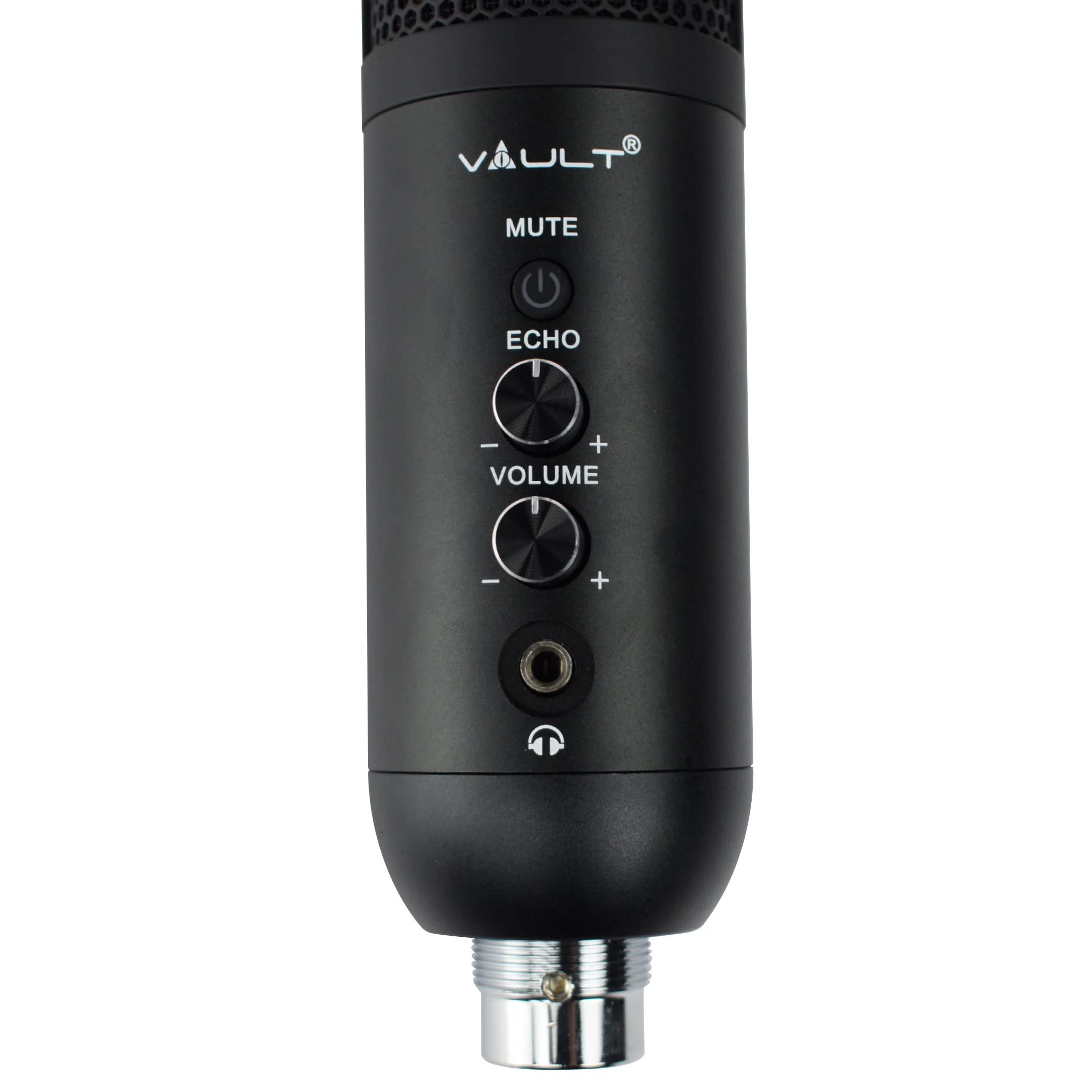 Vault EM-200N USB Condenser Podcast Microphone with Built in Headphone Out Volume/Gain Control and Mute Button for Gaming, Podcasting, Conference Calls, Recording, Singing and Dubbing