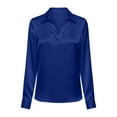 thumbnail image 4 of WHEANG Long Sleeve Shirts For Women Satin Button Down Shirt Collar Long Sleeve Soft Smooth Work Casual Elegant Pleated Blouse 1Pc Blue S-Xxl, 4 of 4