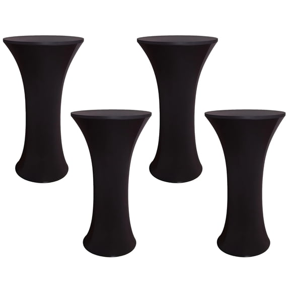4 Pcs Cocktail Table Covers, Black Round Bottom, Elastic Polyester, Perfect for Weddings, Parties, Bars, and Events Quality, Wrinkle-Free, Easy to Clean