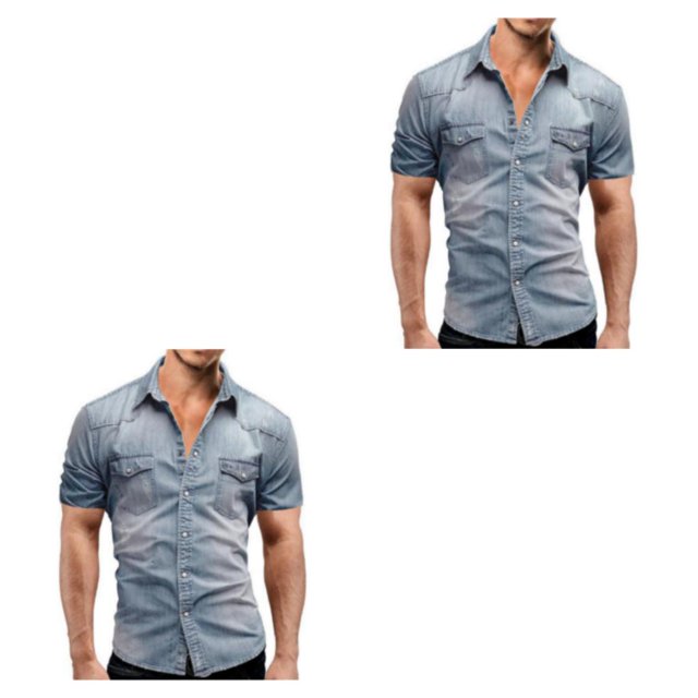 Camisa vaquera fina Sonducket para Hombre Pantalones Vaqueros Elásticos L Azul Claro 2Conjunto