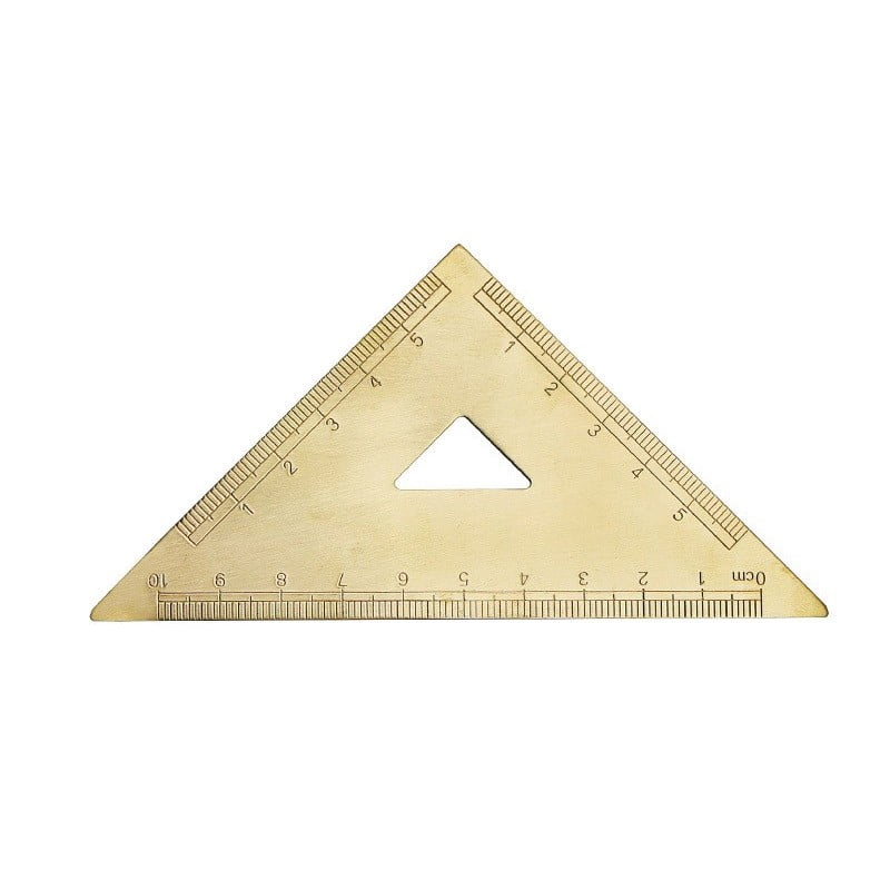 Golden Brass Ruler Stationery Set Isosceles Triangle Protractor for Precision