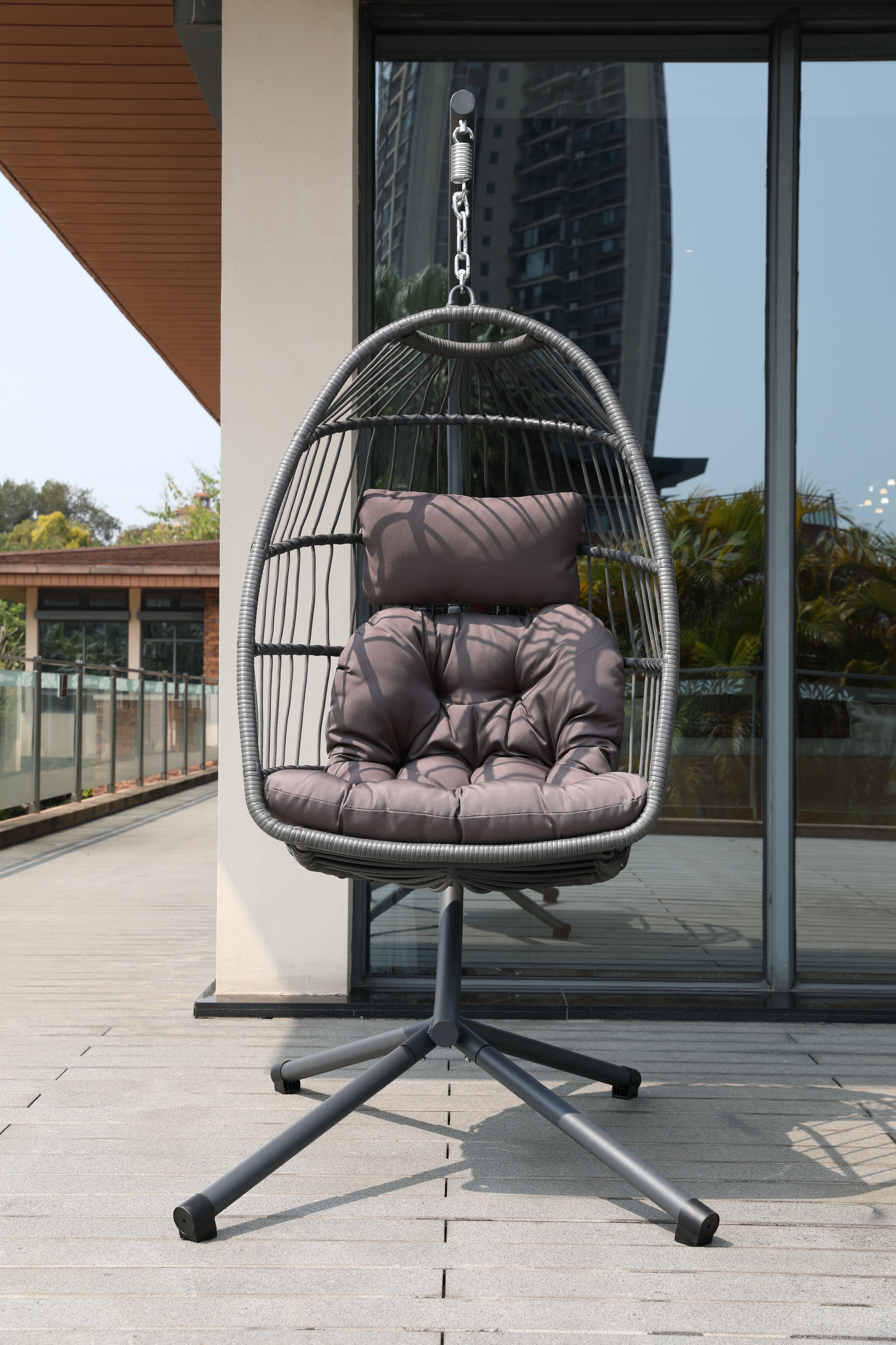 Sailvan Outdoor Foldable Egg Hanging Swing Chair with Stand