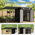 thumbnail image 6 of BaPiPro 6x4 ft Metal Storage Shed with Hardtop Pergola – 12x6 ft 2-in-1 Black Outdoor Tool Shed & Bike Shelter, Weatherproof with Lockable Door, 6 of 7