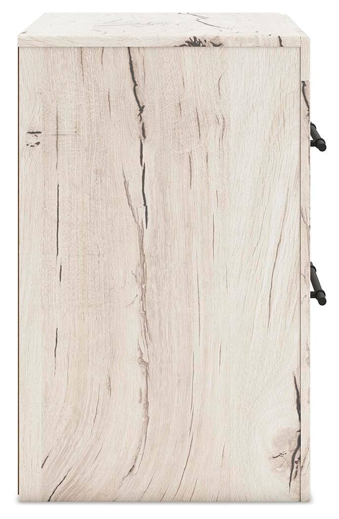 Signature Design by Ashley Lawroy Rustic Farmhouse 2 Drawer Nightstand with USB Charging Ports, Light Brown