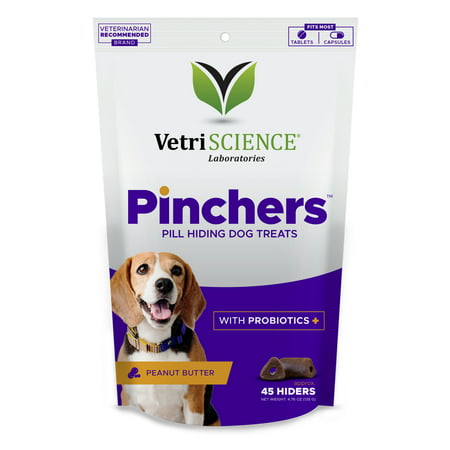 VetriScience Pinchers, Pill Hiding Dog Treats, Peanut Butter Flavor, 45 Hiders (2 (Best Way To Hide Pills)