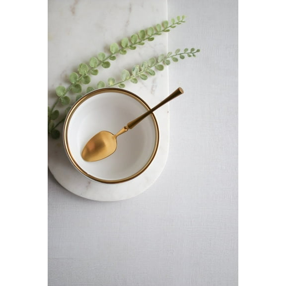 Luxury Small White Ceramic Bowl with Gold Rim – 4.5" Set of 2 Elegant Individual Serving Bowl | Oven & Dishwasher Safe | Marcel Ardani