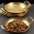 thumbnail image 6 of with Handle Cookware Dry Pots Home Cooking Paella Pan Seafood Rice Pot Picnic Snack Plates GOLD 22CM, 6 of 8