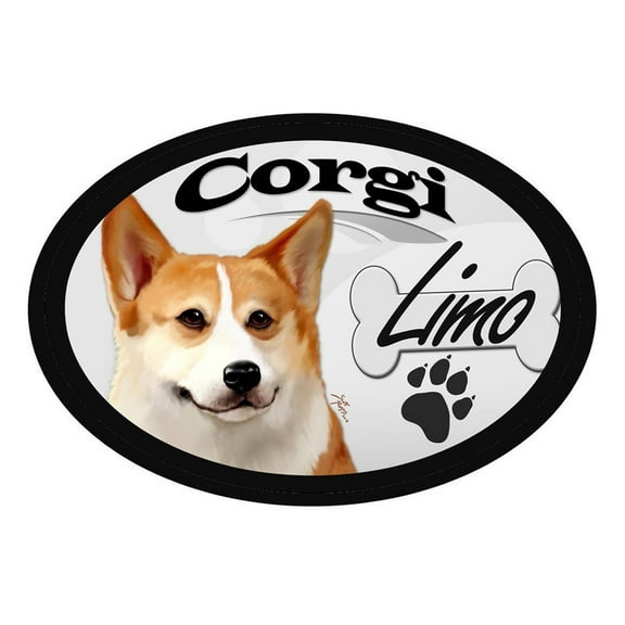 Corgi Limo Oval Dog Magnet for for Cars, Trucks and More