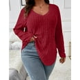 thumbnail image 5 of Women Plus Top 5XL Sweater Top Tunic Top Pullover Lady Top Long Sleeve Daily V-neck Autumn Daily Sweater Top Loungewear Striped Cogild, 5 of 5