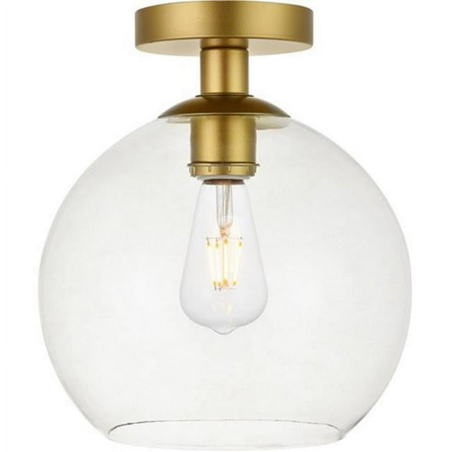 Living District LD2210BR Baxter 1 Light Flush Mount Ceiling Light with Clear Glass, Brass