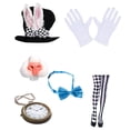 thumbnail image 1 of Conjunto de Disfraz de Pascua Salvador con Orejas de Conejo Nariz Pajarita Reloj de Bolsillo Guantes Calcetines, 1 of 7