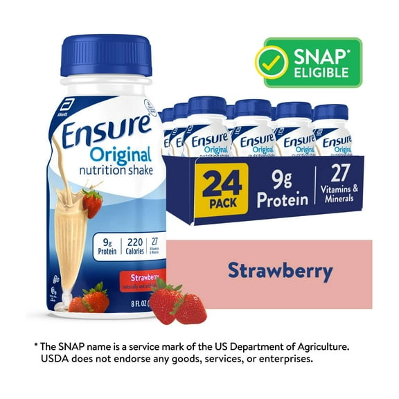 Ensure Original Meal Replacement Nutrition Shake, Strawberry, Ready To Drink, 8 fl oz, 24 Pack
