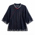 thumbnail image 4 of Womens Plus Size Tops Linen Elbow Length Sleeve Tshirts for Women Crew Neck Pullover Summer Fall Top M-4XL, 4 of 6