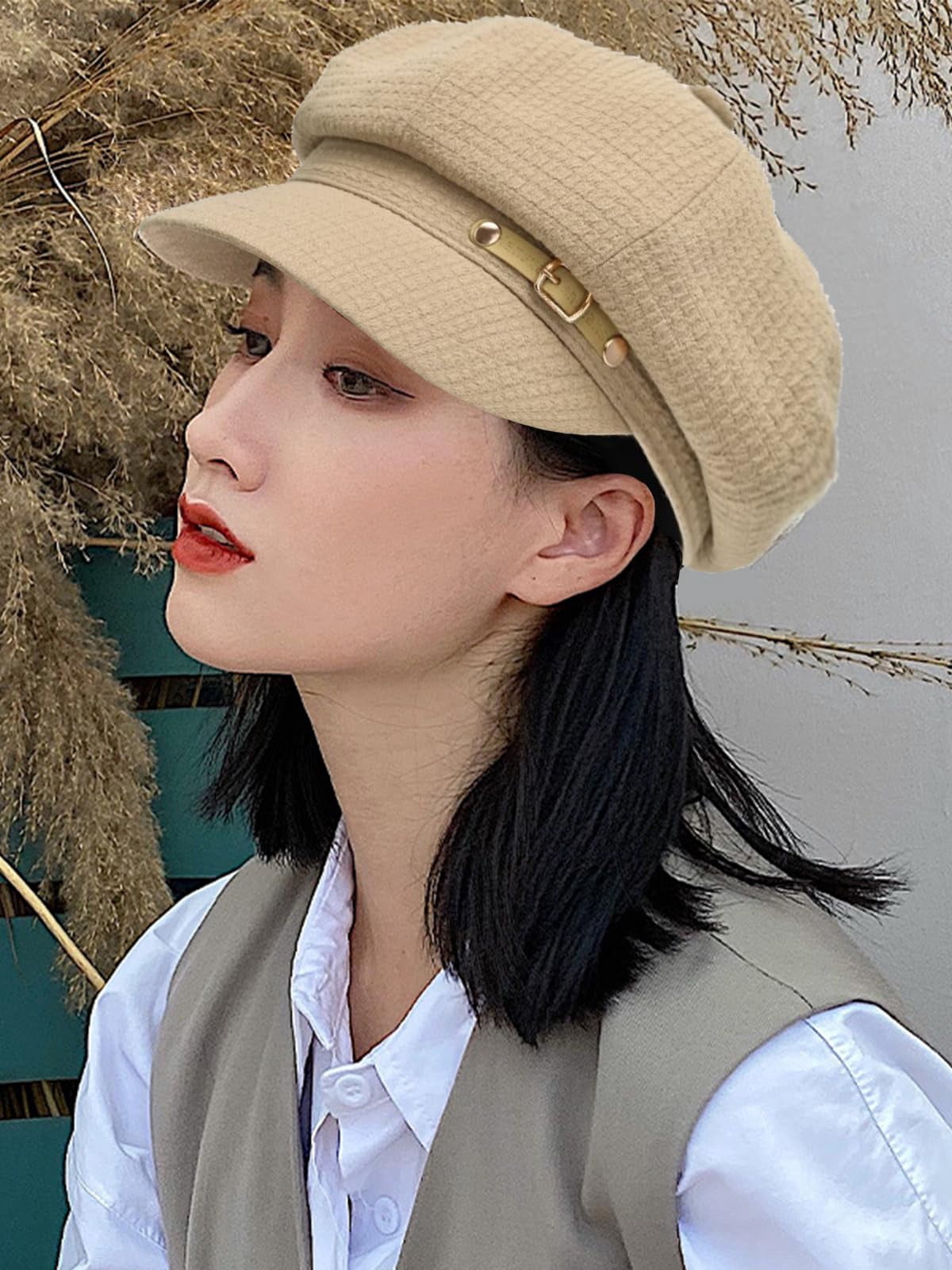 2944 Women Beret Newsboy Hats Classic Autumn Spring Winter Cap Red Newsboy Hat, Womens Plaid Hat, Trendy Beret With Visor  main image 2