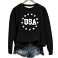 thumbnail image 5 of Charmgo USA Sweatshirt Under $15, Women's Autumn Round Neck American Flag USA Print Loose Casual Pullover Sweatshirt USA Sweatshirt Women, Sweatshirt for Teen Girls Black L, 5 of 6